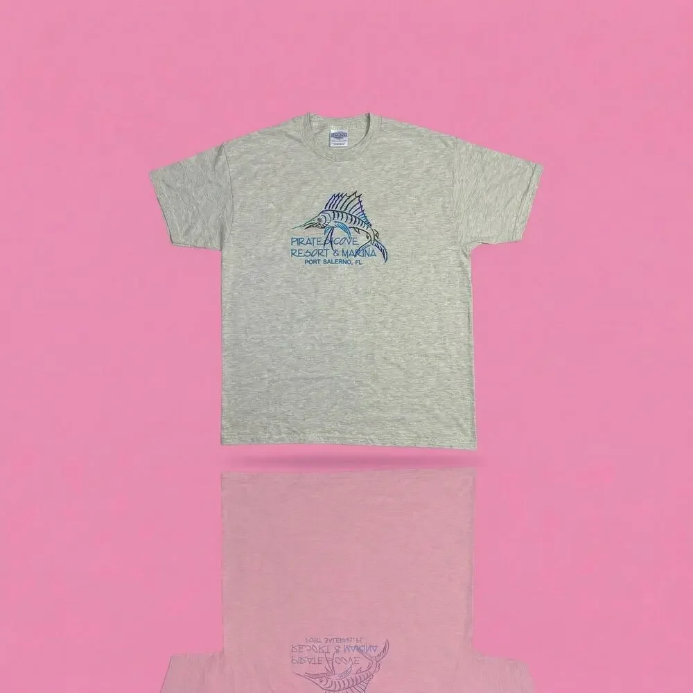 Vintage 90s Pirates Cove Resort Marlin T-Shirt XL, Single Stitch Made in USA